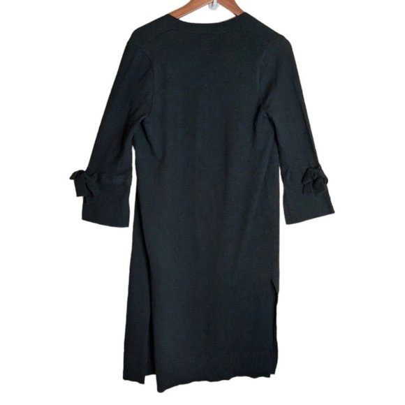 Adrienne Vittadini 100% Extra Fine Merino Wool Black Open Cardigan - Size M - Picture 2 of 4